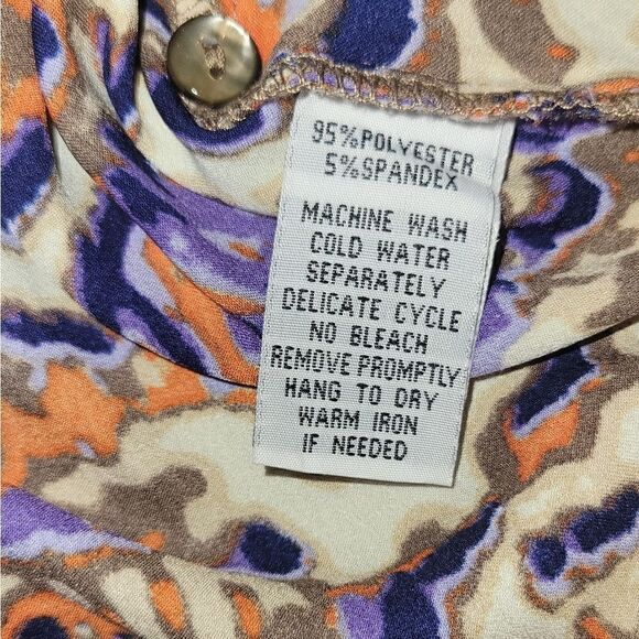 Vintage 80s 90s Mishca Tunic Button up Longsleeve Blouse Abstract Animal Print S - Picture 10 of 10